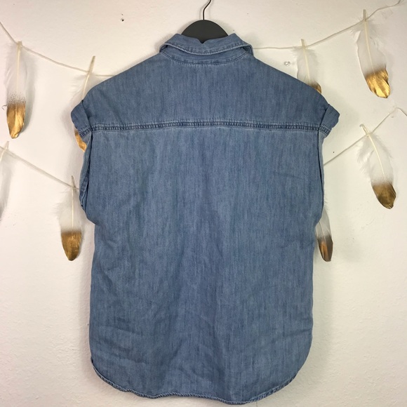 Gap Jean Button Up Short Sleeve Top - Picture 5 of 5